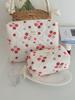 Red Flower Soft Corduroy Women's Cosmetic Bags Cases Travel Portable Ladies Storage Bag Large Capacity Female Makeup Handbag