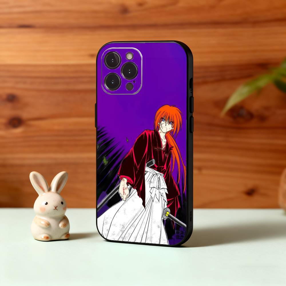 Anime R-Rurouni Kenshin Phone Case For iPhone17,16,15,14,13,12Plus,Pro Max,XS,5G Soft Silicone Black Cover