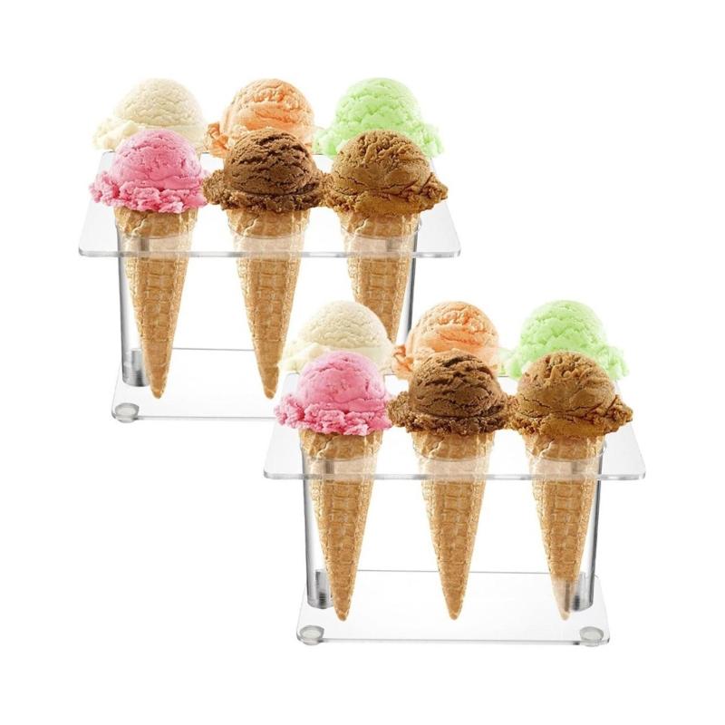 Clear Double Layer Display Organizers for Party Buffets 6 Hole Dessert Stands 2 Pieces Included