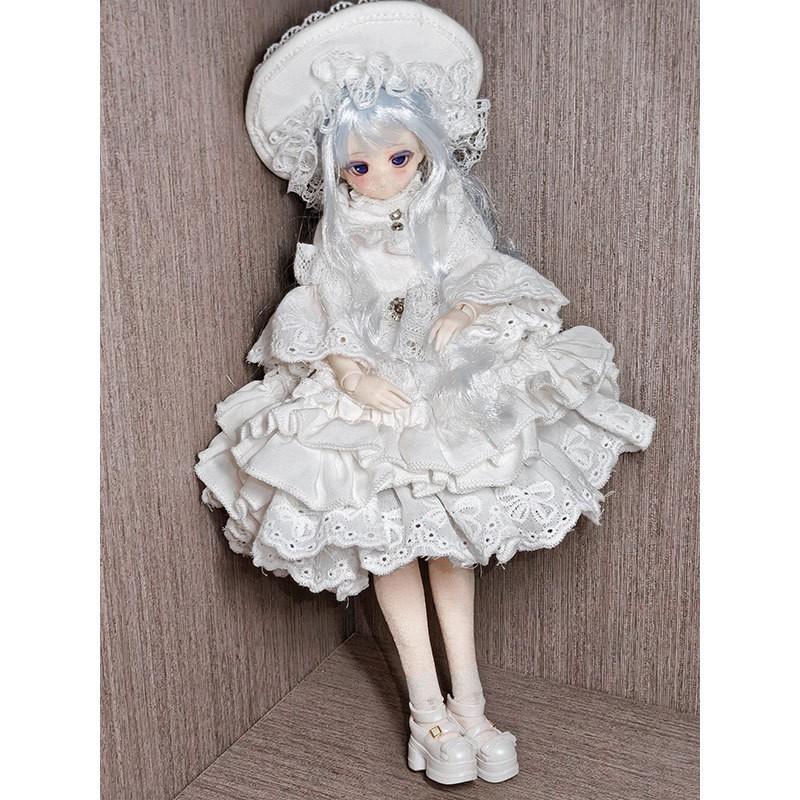 6-inch BJD Doll Outfit Set White Princess Dress Azone OB22 Obitsu Custom Dolls