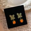 Glass Persimmon Retro Earrings, Stunning Girl Orange Earrings, Versatile And Elegant Chinese Style Earrings