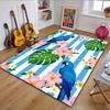 Blue Parrots and Tropical Blooms Patterned Carpet, Non Slip Mat Suitable for Living Room and Bedroom Sofas