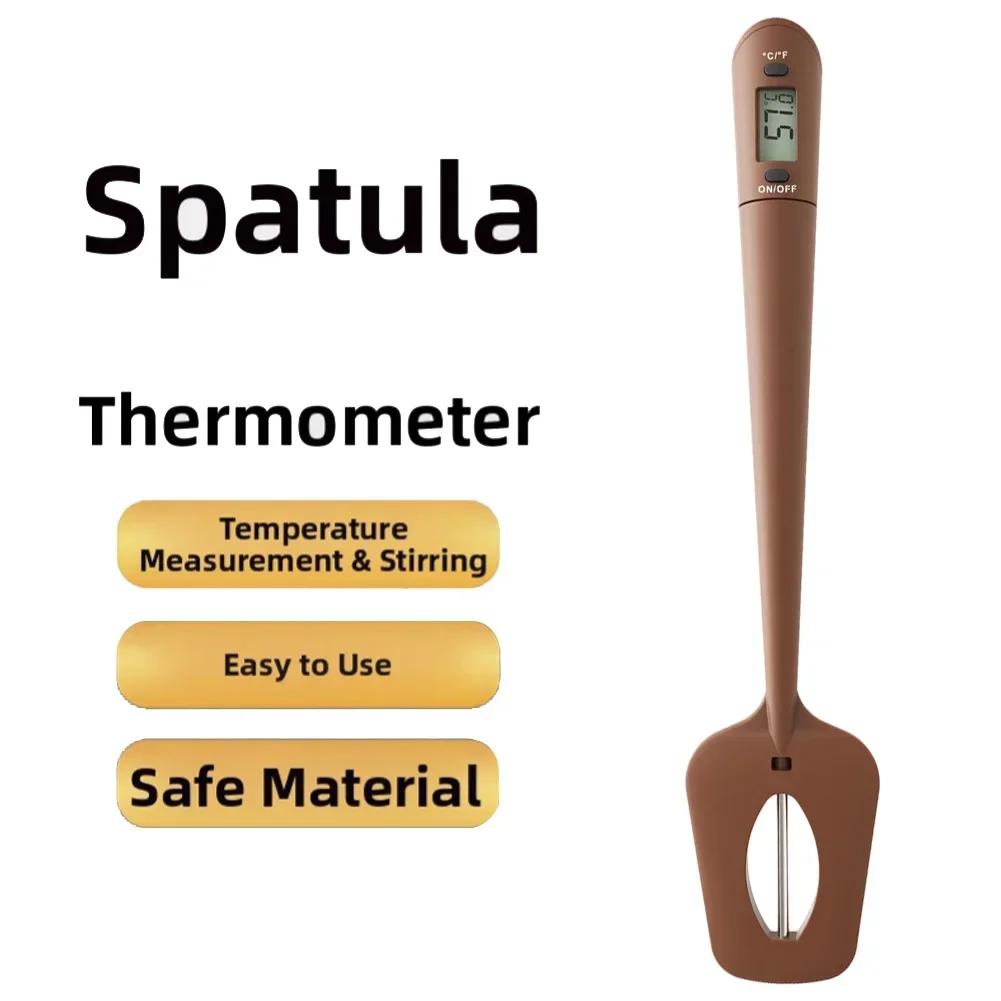 2in1 Digitales Thermometer und Silikonspatel für Zucker Für Schokolade Backen Kochen und Creme Temperaturkontrolle