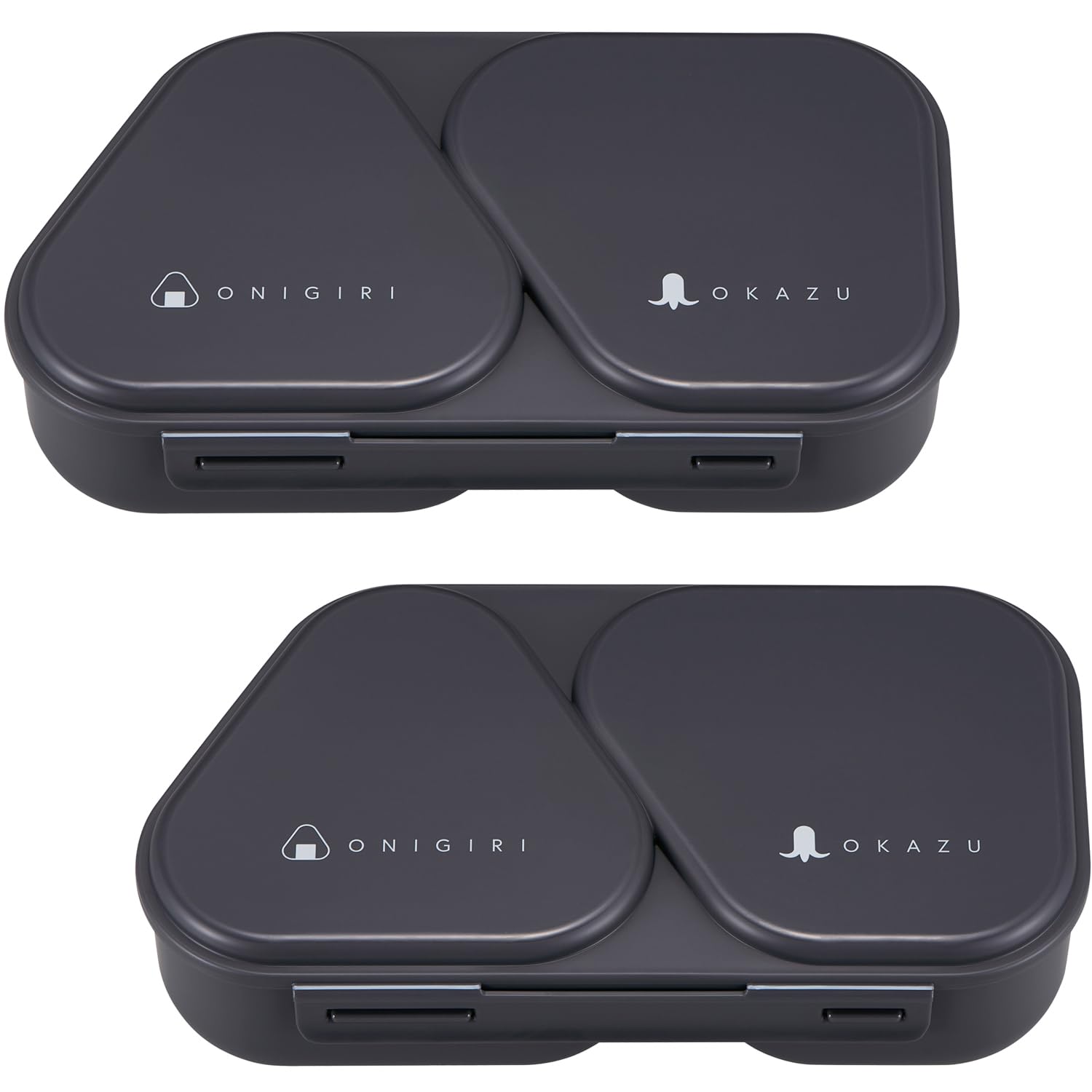 Arkadia Japan Black Osk Onigiri Lunch Set Of Bento Box With Microwave Made In Japan Case, Large, 625Ml, 2, Mold, Antibacterial, Lockable, Safe, Ls-16,
