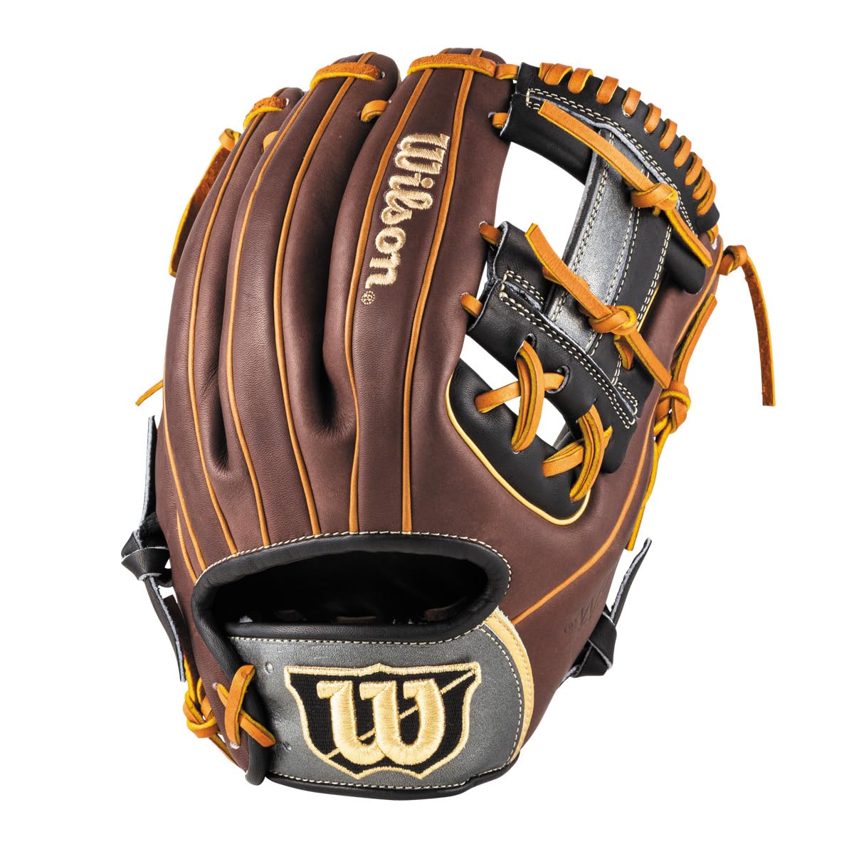

Wilson Baseball General The Wannabe Hero Model Black x Dark Brown Glove, Use, DUAL, 86, Infield, Left-Handed Throw, (WBW104383)