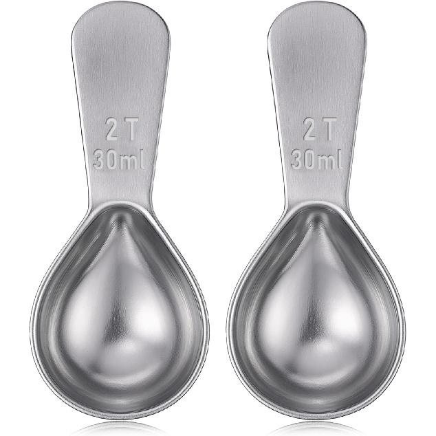 2 Pcs 2 Tbsp Scoop, Stainless Steel 2 Tablespoon Capacity, 30ml Short-Handled Coffee Scoop for Ground Coffees Fits ide Canisters