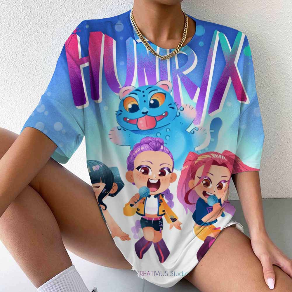 Huntrix Kpop Demon Hunters Movie 2025 Graphics T Shirts Men Women's High Quality Fashion Oversized Cotton T-shirt Harajuku Tops