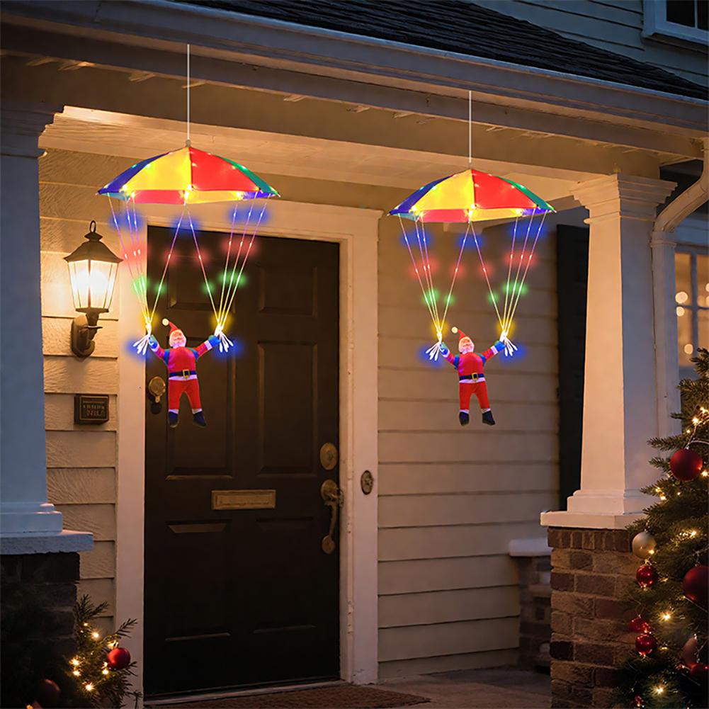 Magic Flying Parachuting Santa LED Lights USB/Battery/Solar Powered Funny Family Christmas Eve Decorations Ornament String Light
