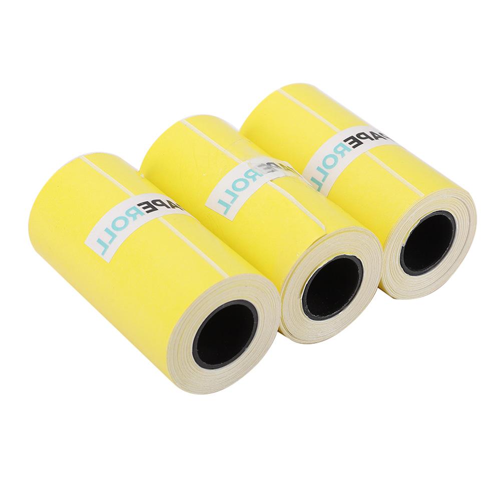 3PCs Sticker Thermal Paper Waterproof Anti‑Friction Anti‑Oil 56MM for Peripage Printer(Yellow )