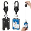 Outdoor Mountaineering Easy-Pull Keychain: Anti-Theft, High Elasticity Steel Wire with ID Card Holder