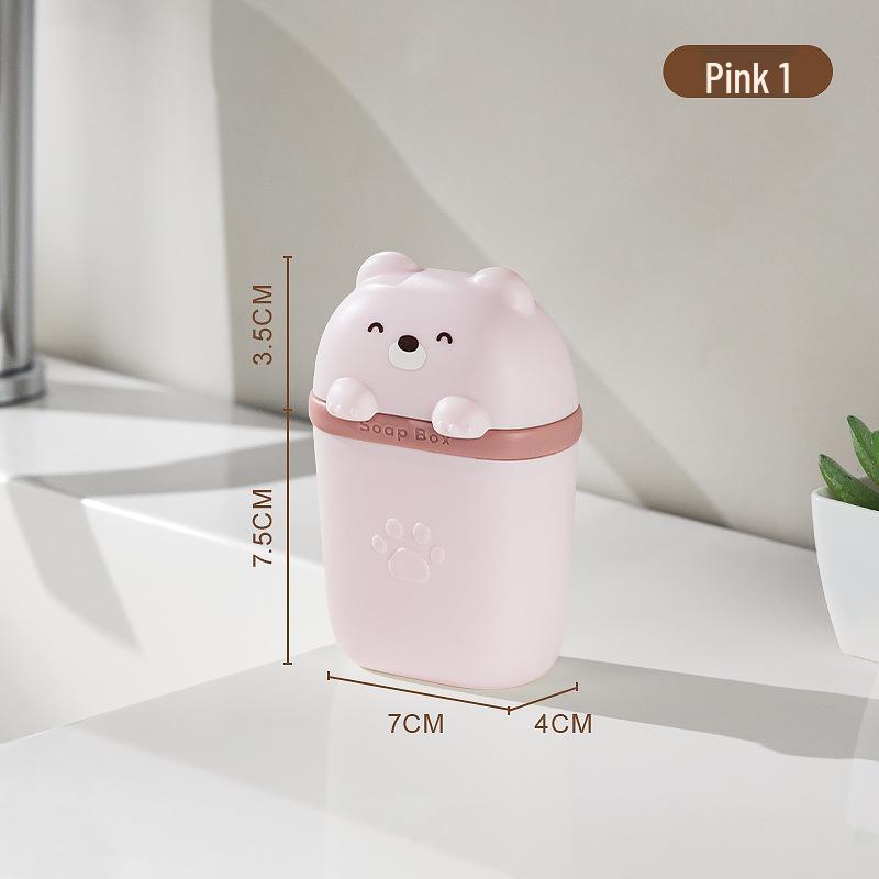 Portable Cartoon Soap Box with Lid - Travel-Friendly and Draining Design