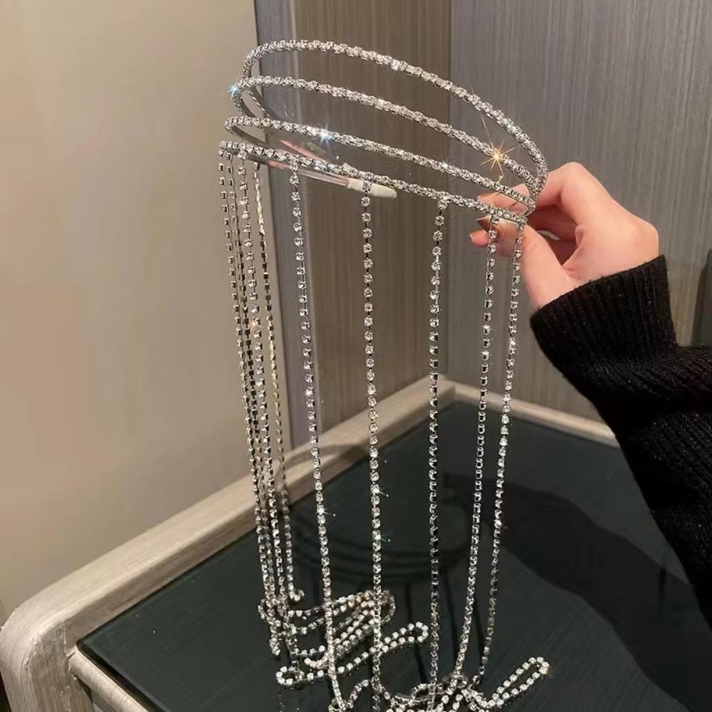 Luxury Crystal Hair Chain Reflection Shiny Hair Accessories Fashionable Girls Headwear  Parties