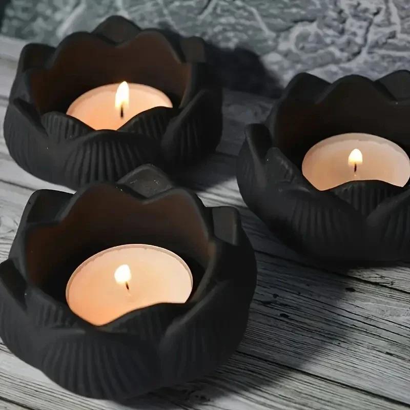 1pcsLarge Lotus Candle Silicone Molds 3D Flower Aromatherapy Gypsum Soap Resin Crafts Cement Mold DIY Chocolate Cake Baking Tool