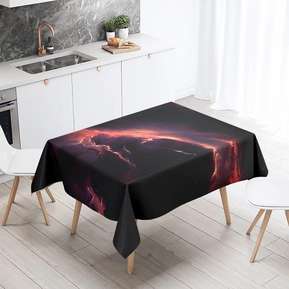 Milky Way Starry Sky Tablecloth  Aurora Scene  Party Restaurant Decoration Antifouling Waterproof Table