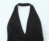 2025 Spring/Summer Women's Slim Solid Color Halter Neck High Waist Mini Dress