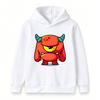 Kids Boys Girls Cartoon One-Eyed Red Monster Print Pullover Hoodie, Soft Casual Long Sleeve Hooded Sweatshirt for Boys Girls Daily Wear Cosplay