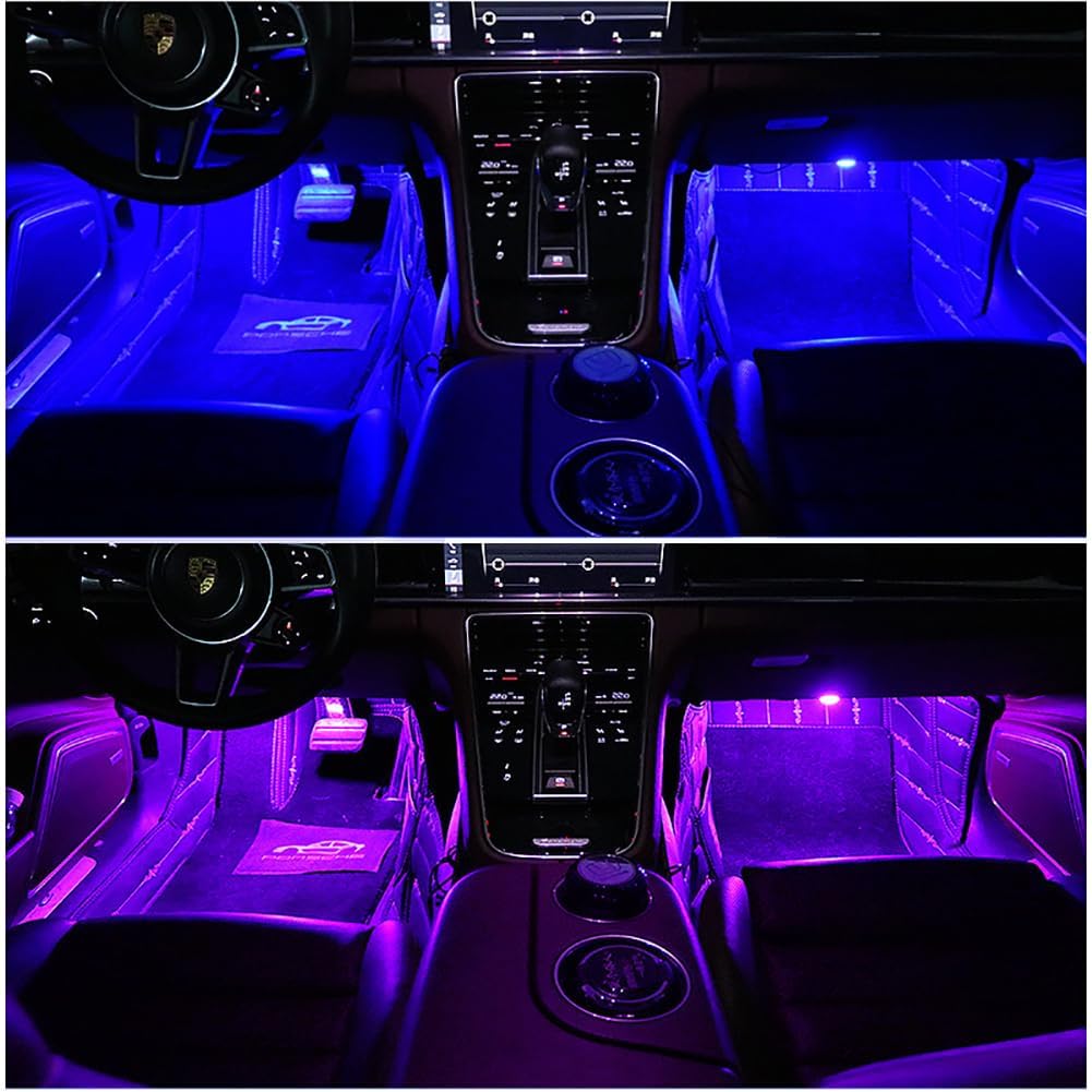 Car LED Ambient Light, Car Footlight, USB Powered, Vehicle Universal Decorative Light, Sound Reactive,
