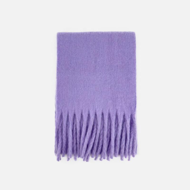 Wool Dopamine Solid Color Tassel Scarf Women's Autumn and Winter Large Soft Waxy Warm Scarf