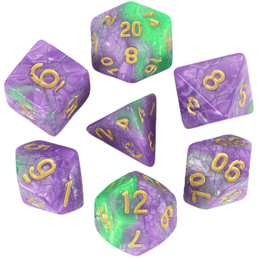 Mixing Color Dice DND 7pcs Polyhedral Dice Set with Engraving Spider Web Effect for DND RPG Magic Gathering Table Game D&D Dice