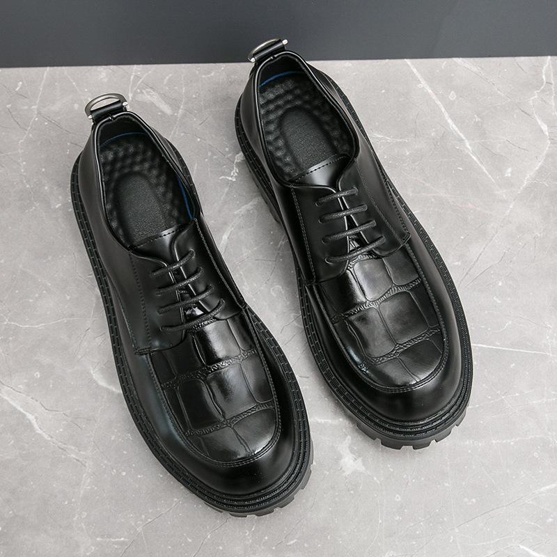 

Cheap 2025 large size new fashion men s casual shoes trend platform lace-up leather shoes 46