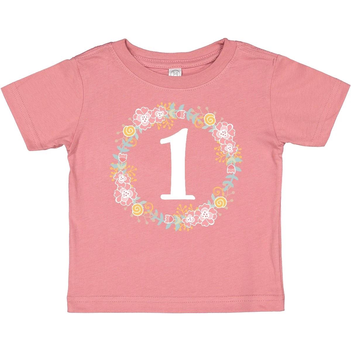 Inktastic 1st Birthday Rose Flower Wreath Girls Baby T-Shirt Childs Flowered 100