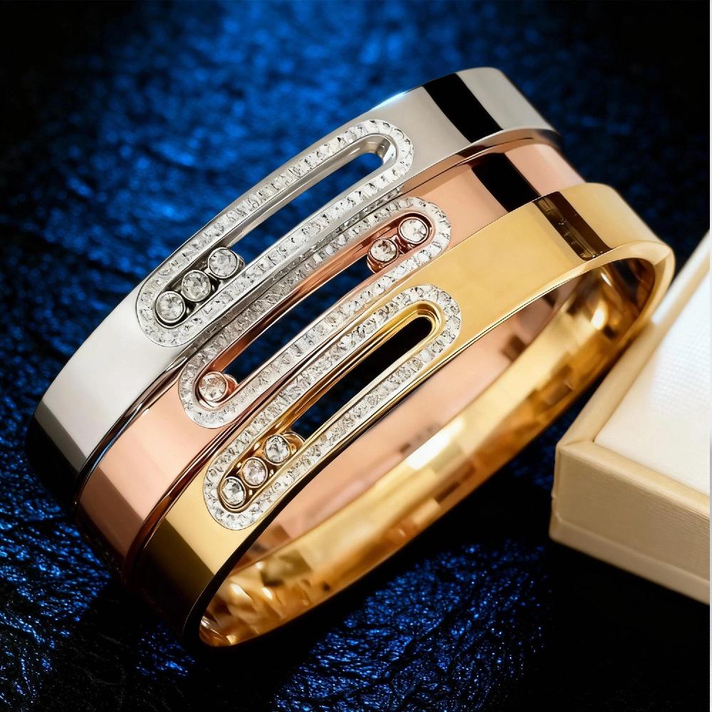 Mode Européenne et Américaine Bracelet Trois Perles Coulissantes pour Femmes Bracelet Simple à Tempérament Amovible
