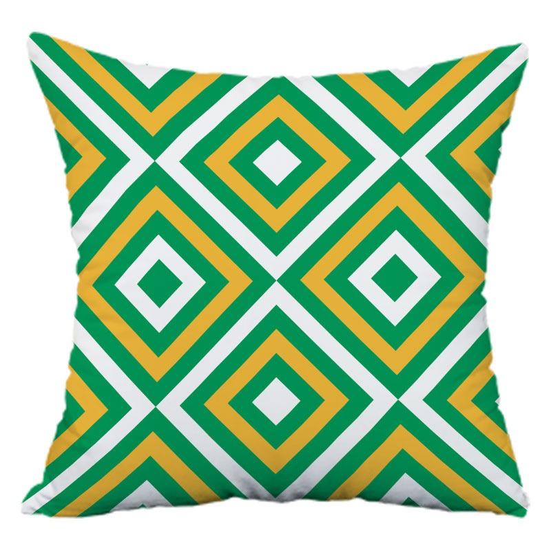 Green and Yellow Geometric Pillowcase Dormitory Decoration Office Living Room Sofa Home Pillowcase