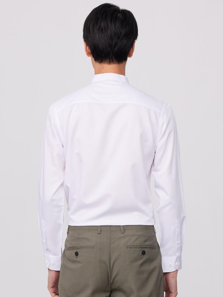 Men's Comfy Slight Strech Stand Collar Shirt, Semi-formal Button Up Long Sleeve Classic Solid Color Shirts, Light Business Style