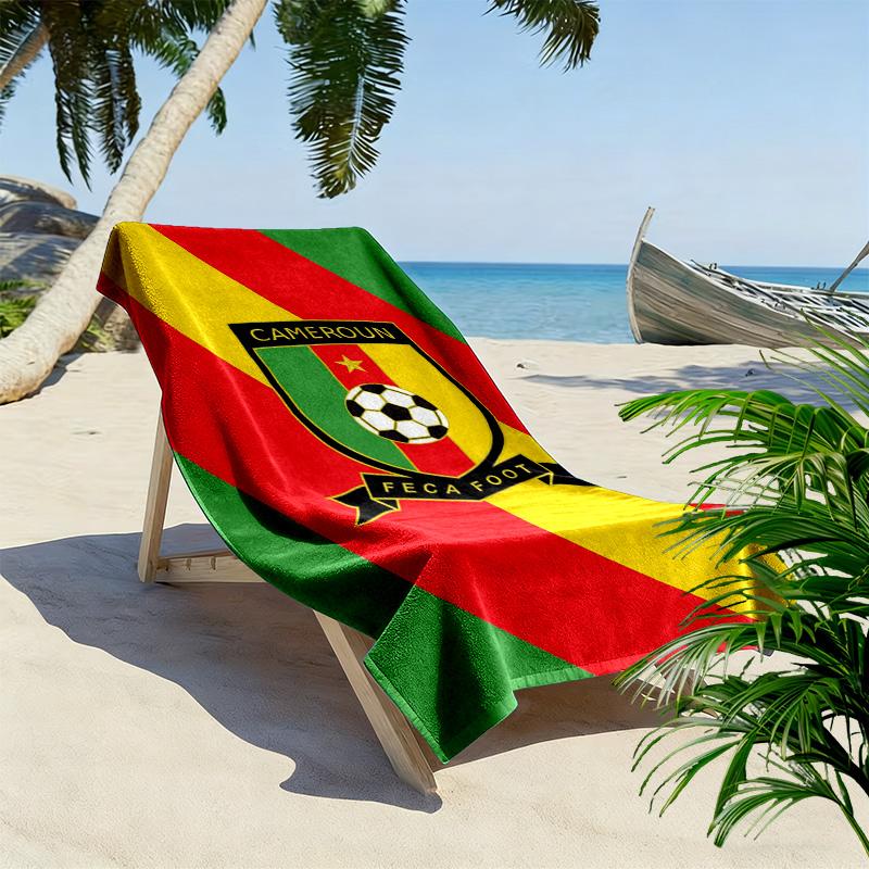 Cameroonian Football Federation Print Beach Towel, Large Soft Quick Dry Towel for Beach Camping Swimming