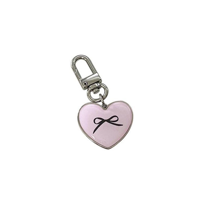 

allthesamestudio Ribbon Heart Epoxy Keychain (Pink) pink