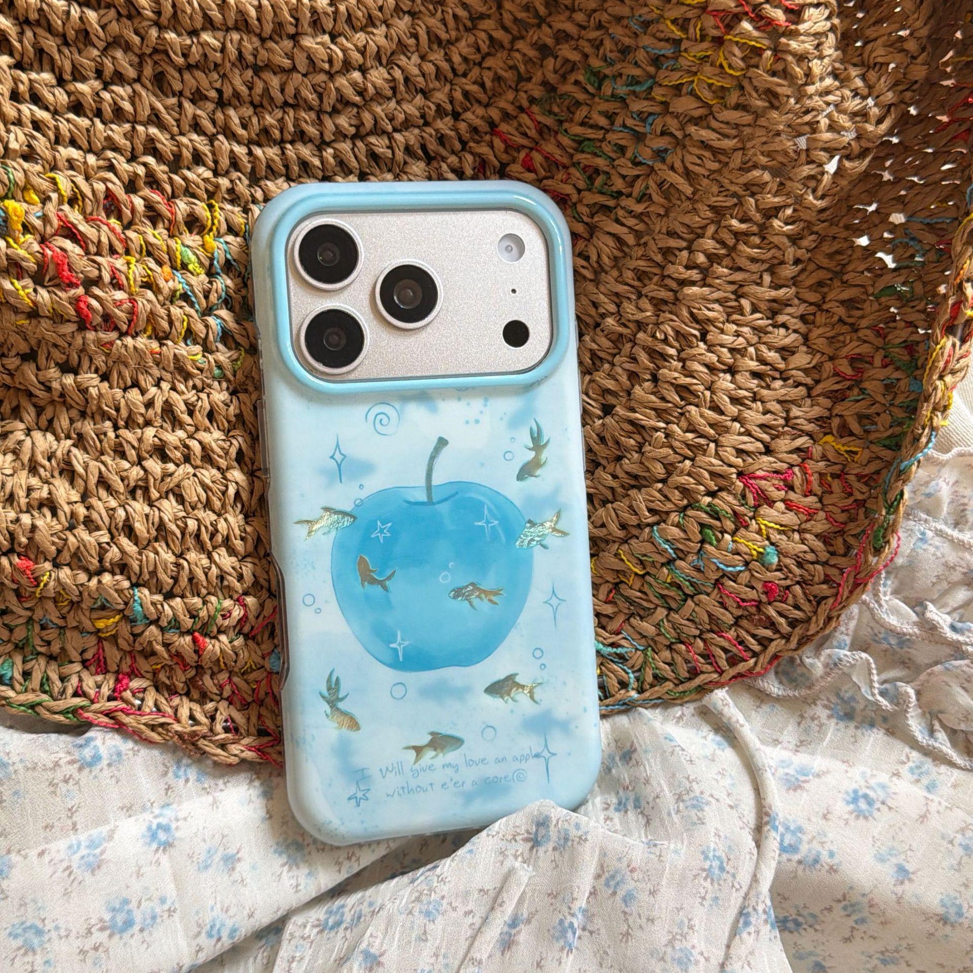 

Blue Gilded Goldfish Case for iPhone 16/17 Pro Max - Female, Round Edge, 15/14P Compatible 14 Pro Max