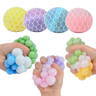 Creative Colorful Mesh Grape Stress Balls Squishy Toys Anxiety Release Sensory Squeeze Fidget Toy For Office Classroom Prizes