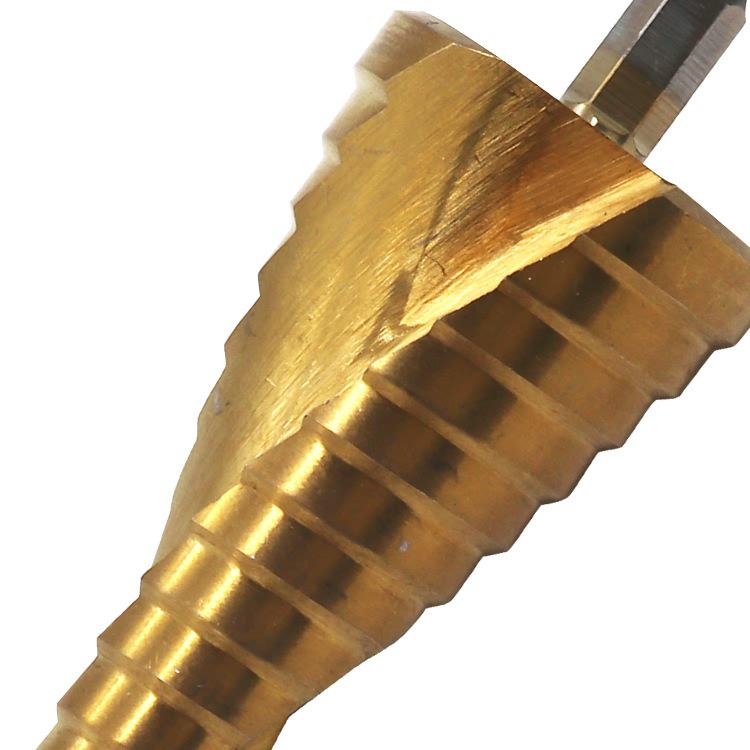 Titanium-Plated Spiral Groove Step Drill Bit Set (4-32mm, 4-20mm, 4-12mm) - Hex Shank Hole Expander