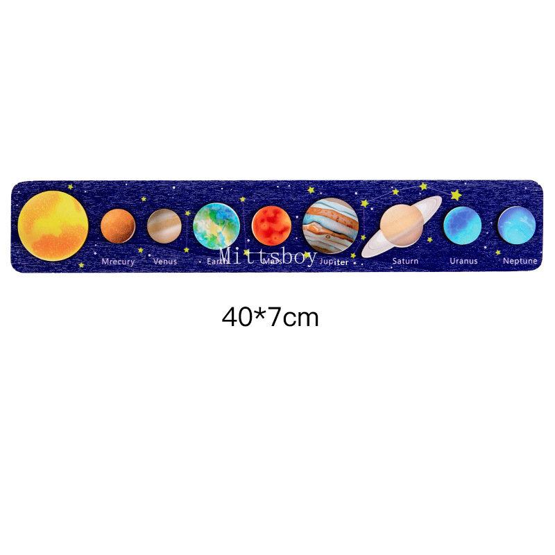 Baby Montessori Holz Früherziehung Spielzeug 3D Acht Planeten Puzzle Spielzeug Universum Kognition Sonnensystem Planeten Zuordnungsbrett