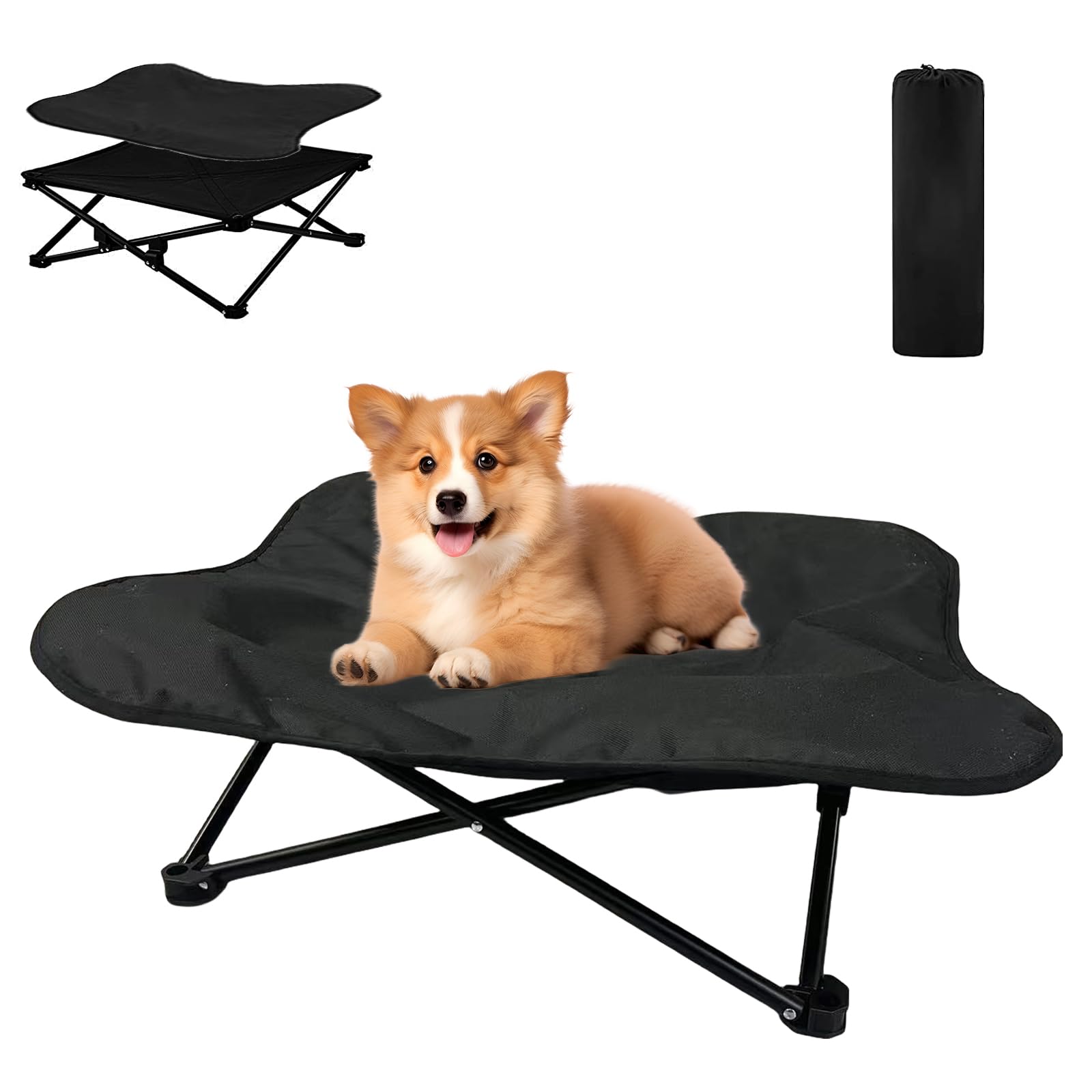 

Dog Foldable Pet Bed for Cats and with Camping Cot, Dogs, Outdoor, Washable, Cushion, Off-the-Ground, (707020cm) чёрный