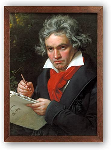 Beethoven Portrait Framed Poster by aoipro (Wood Grain Frame)