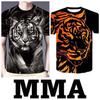 T-Shirt Tiger Muay Thai Kick Boxing Stampa 3D Vintage Allenamento Protezione UV Asciugatura Rapida Uomo Donna Unisex Manica Corta Girocollo MMA Arti Marziali Miste