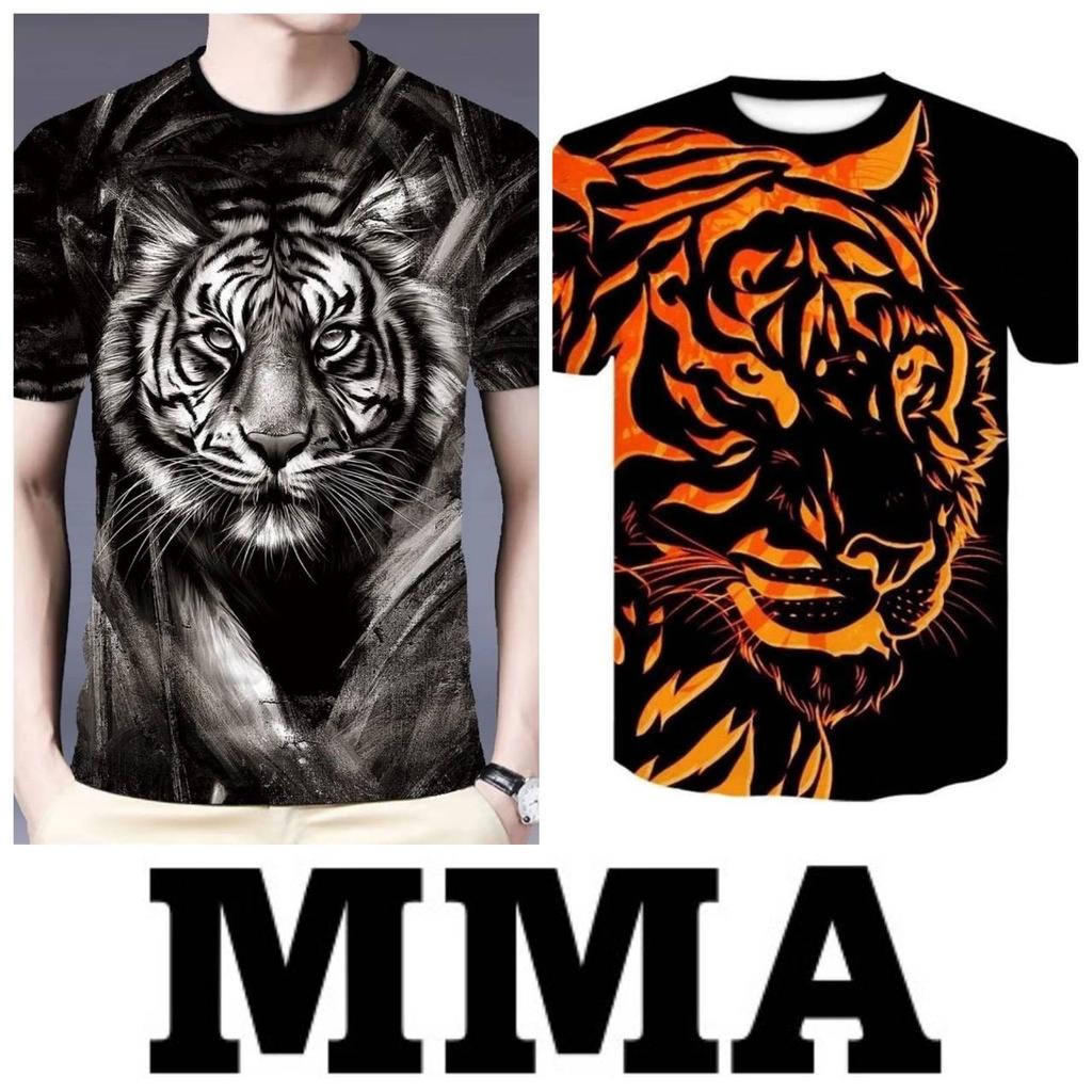 T-Shirt Tiger Muay Thai Kick Boxing Stampa 3D Vintage Allenamento Protezione UV Asciugatura Rapida Uomo Donna Unisex Manica Corta Girocollo MMA Arti Marziali Miste