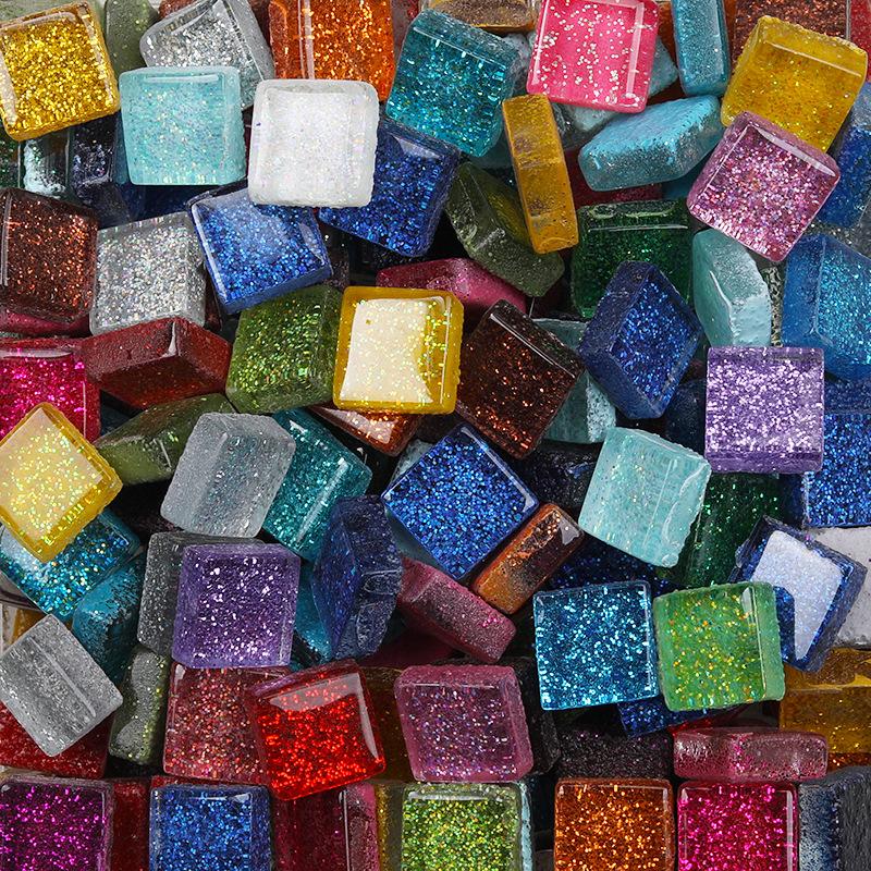 100g Diy Mix Color Glitter Glass Mosaic Stones Mosaic Tiles Glass Pebbles Crafts Material Puzzle For Diy Mosaic Making  Arte