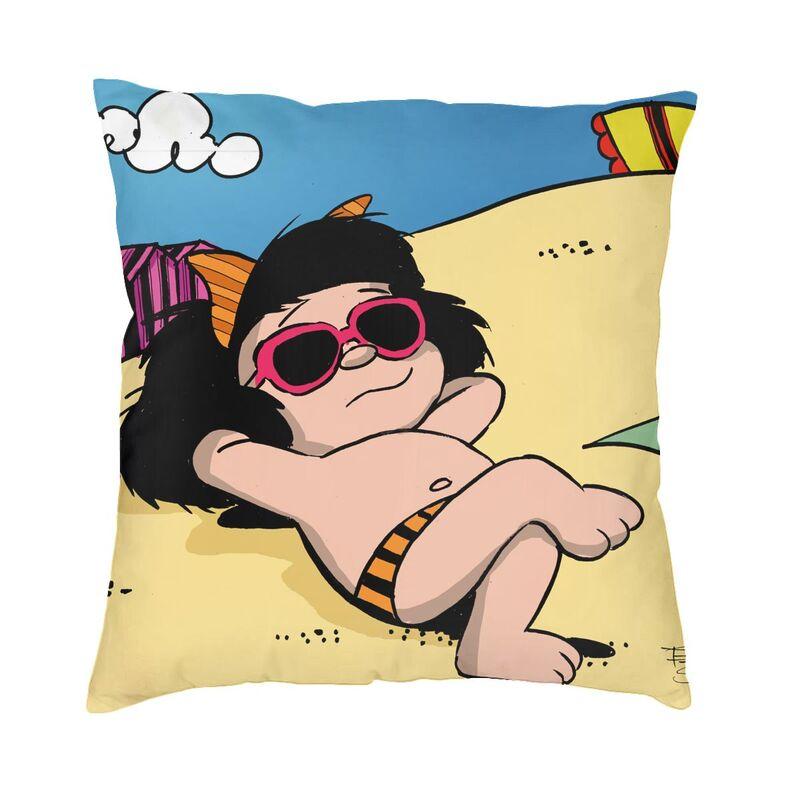Federa per Cuscino Quadrata Pensierosa di Mafalda Decorazione per la Casa Stampa 3D Double-Sided Fumetto di Quino Cartone Animato Federa per Cuscino per Divano