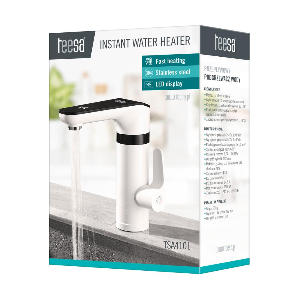 Instantaneous water heater, Teesa faucet, floor tap, LED display