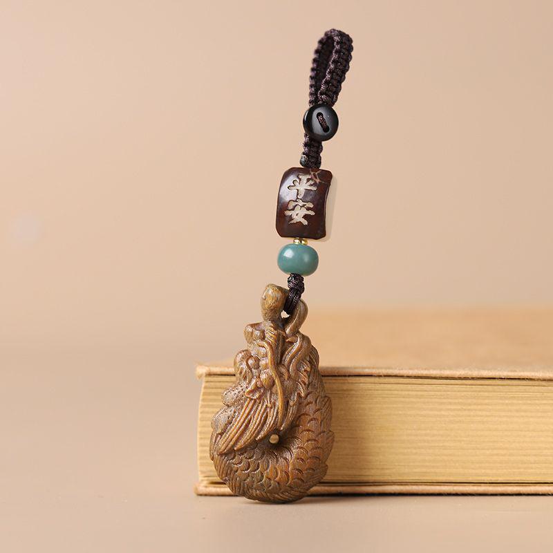 Sandalwood Dragon Zodiac Keychain Pendant for Couples