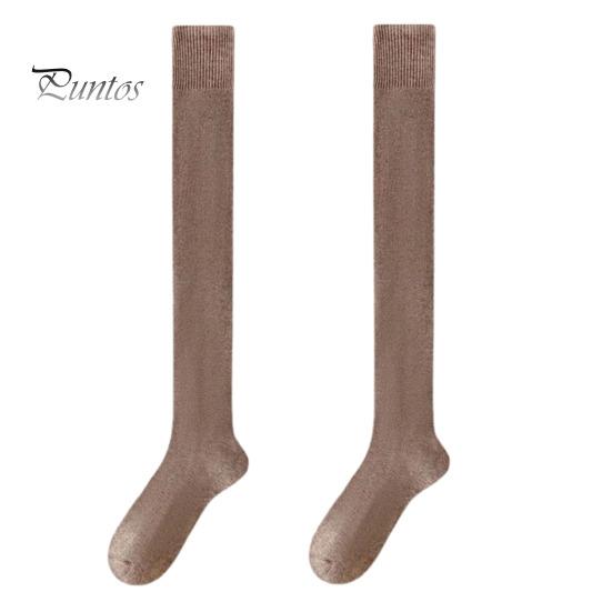 1 Pair Women Winter Socks Tihick Plush Over Knee Socks Anti-slip Solid Color Warm Thickened Stockings Warmth Socks for Various Occasions