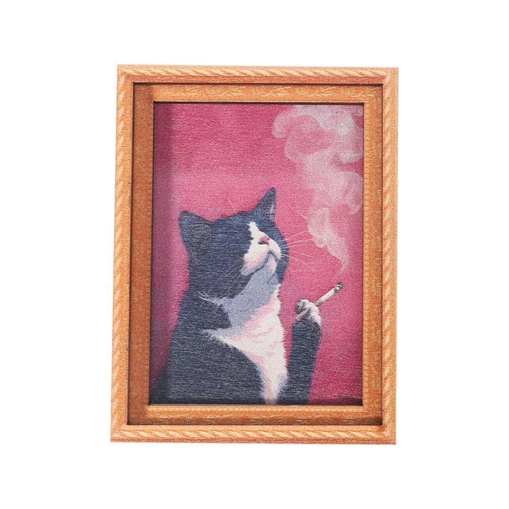 New Cute Cat Wooden Refrigerator Magnet Oil painting style Unique Cat Portrait Decor Cartoon Magnetic Back Fridge Stickers Gifts