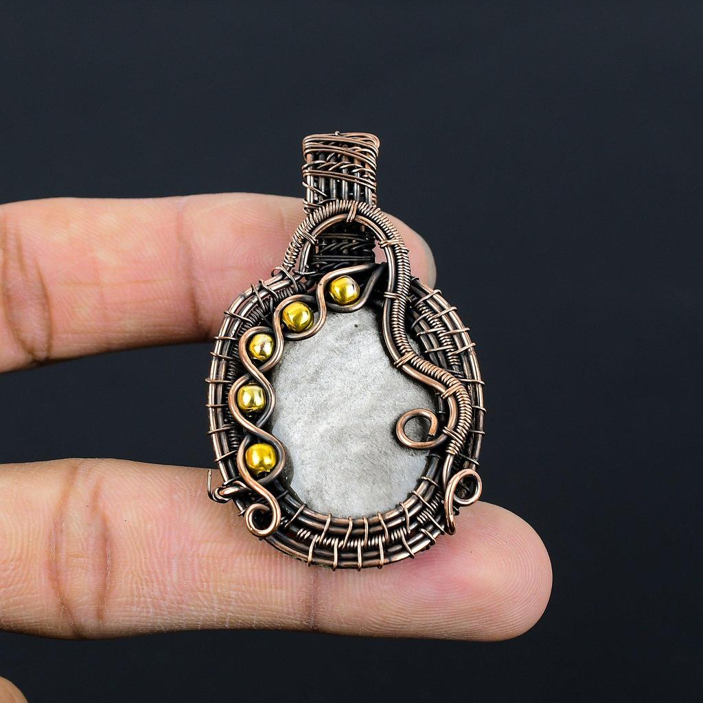 Πολύτιμος λίθος από ασημί γυαλάδα οψιδιανός από καθαρό σύρμα χαλκού τυλιγμένο χειροποίητο κρεμαστό κόσμημα για δώρο