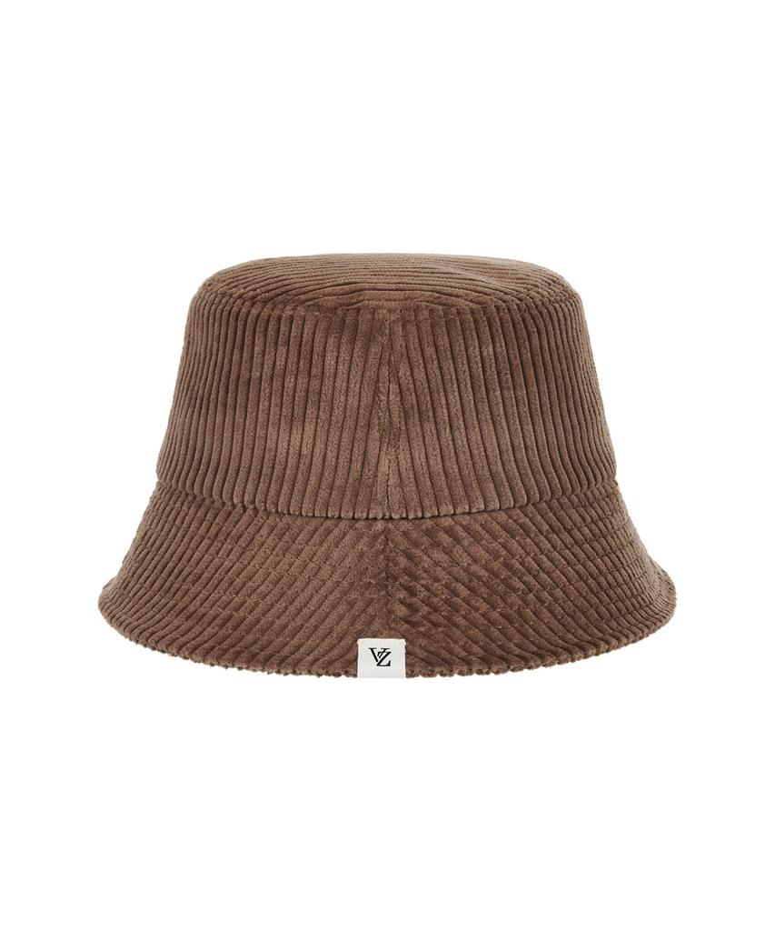 Bajal Wide Corduroy Label Bucket Hat Brown