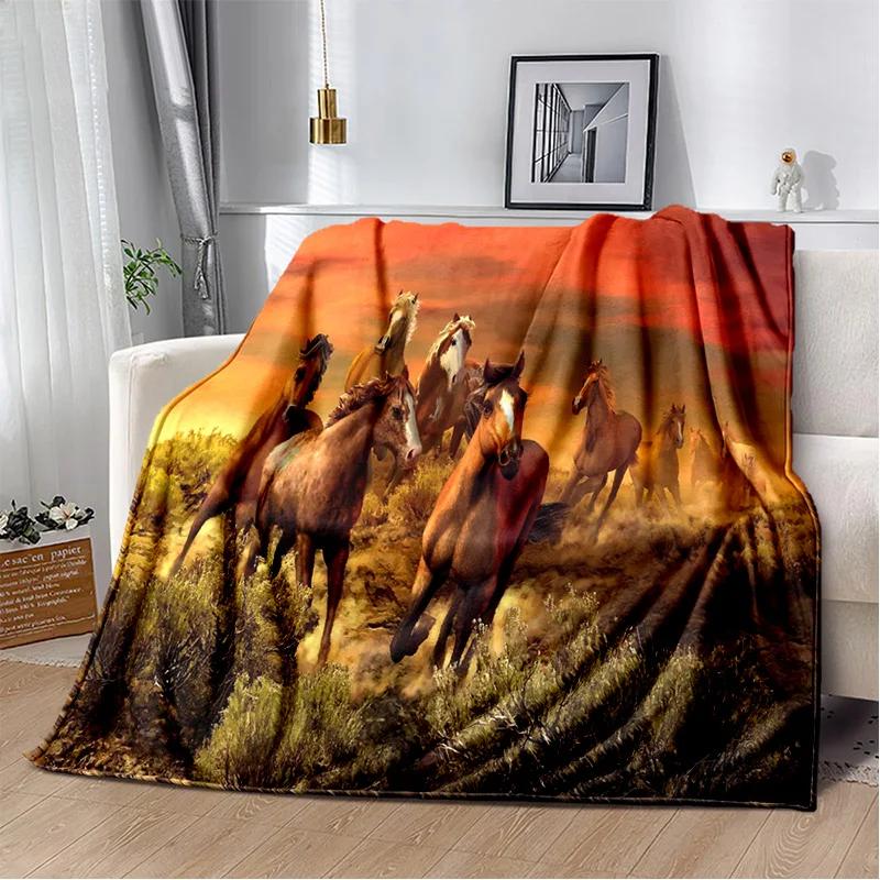 Horse Animal Pentium Gallant Steed Blanket,Soft Throw Blanket for Home Bedroom Bed Sofa Picnic Travel Office Cover Blanket Kids