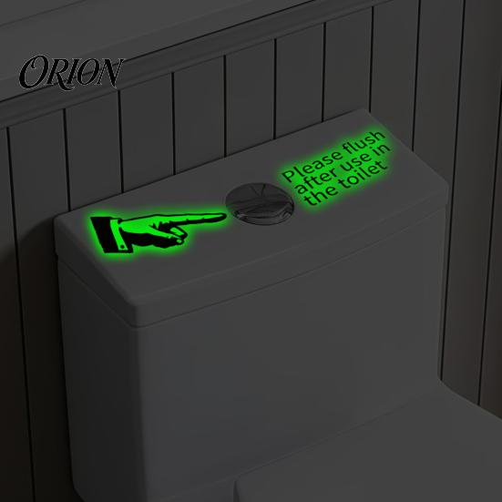 Moisture Proof Bathroom Decor Glow in The Dark Toilet Sticker, Finger And Remind to Flush Stickers Design, Waterproof PVC Fluorescent Decal