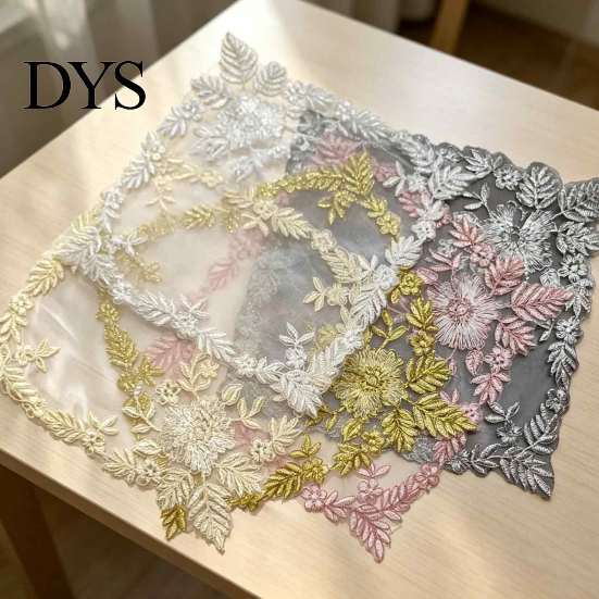 Photography Background Props Square Lace Placemat for Dining Table, Embroidered Mesh Heat Resistant Table Delicate Runners Mat, Retro Floral