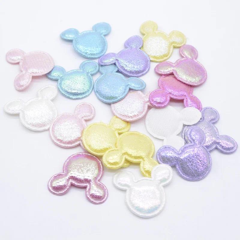 

50 шт. 35*30 мм блестящие аппликации в виде головы мыши для одежды принадлежности для шитья шляп нашивки для самостоятельного изготовления головных уборов заколки для волос аксессуары для декора разноцветный